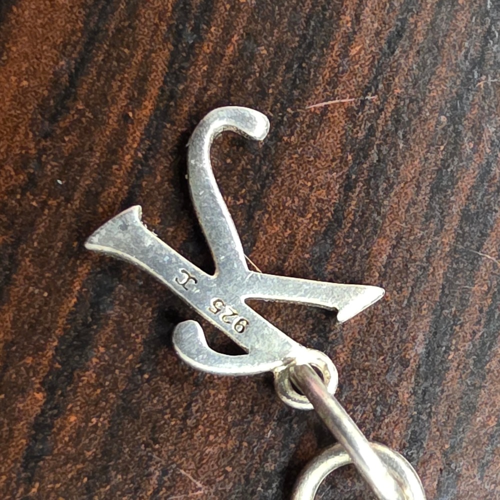 Sterling Silver Script Initial K Pendant Charm 925 Letter K Hallmark 0.72g - Picture 7 of 16
